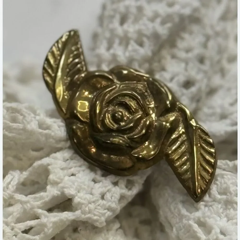 Vintage Anthropologie Brass Rose Napkin Rings set of 2